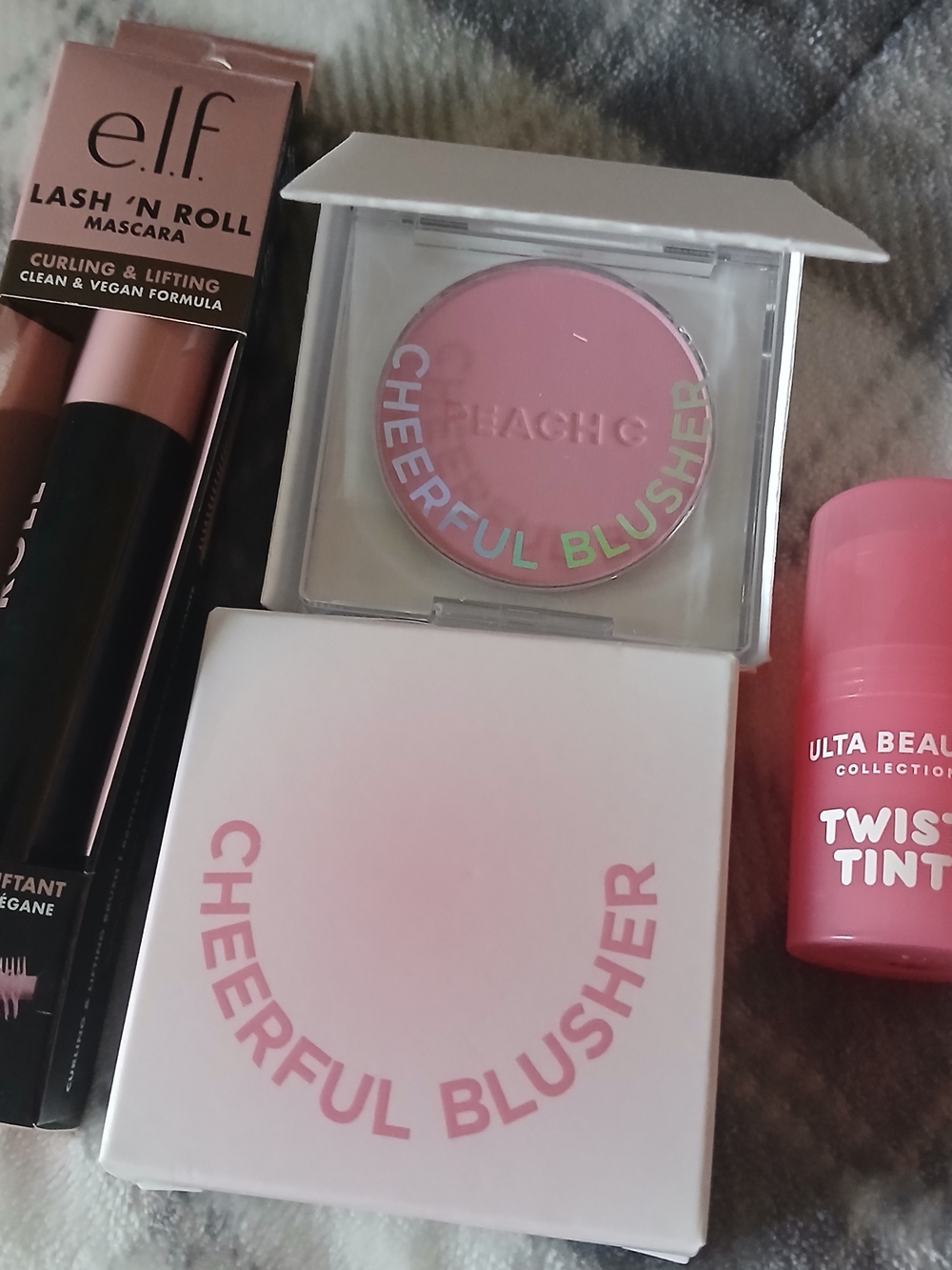 Cheerful Blusher (PEACH-C) elf Lash'N Roll Mascara, Ulta Twist Lip & Cheek Tint